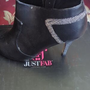JustFab Black Heeled Boots with Stiletto Design